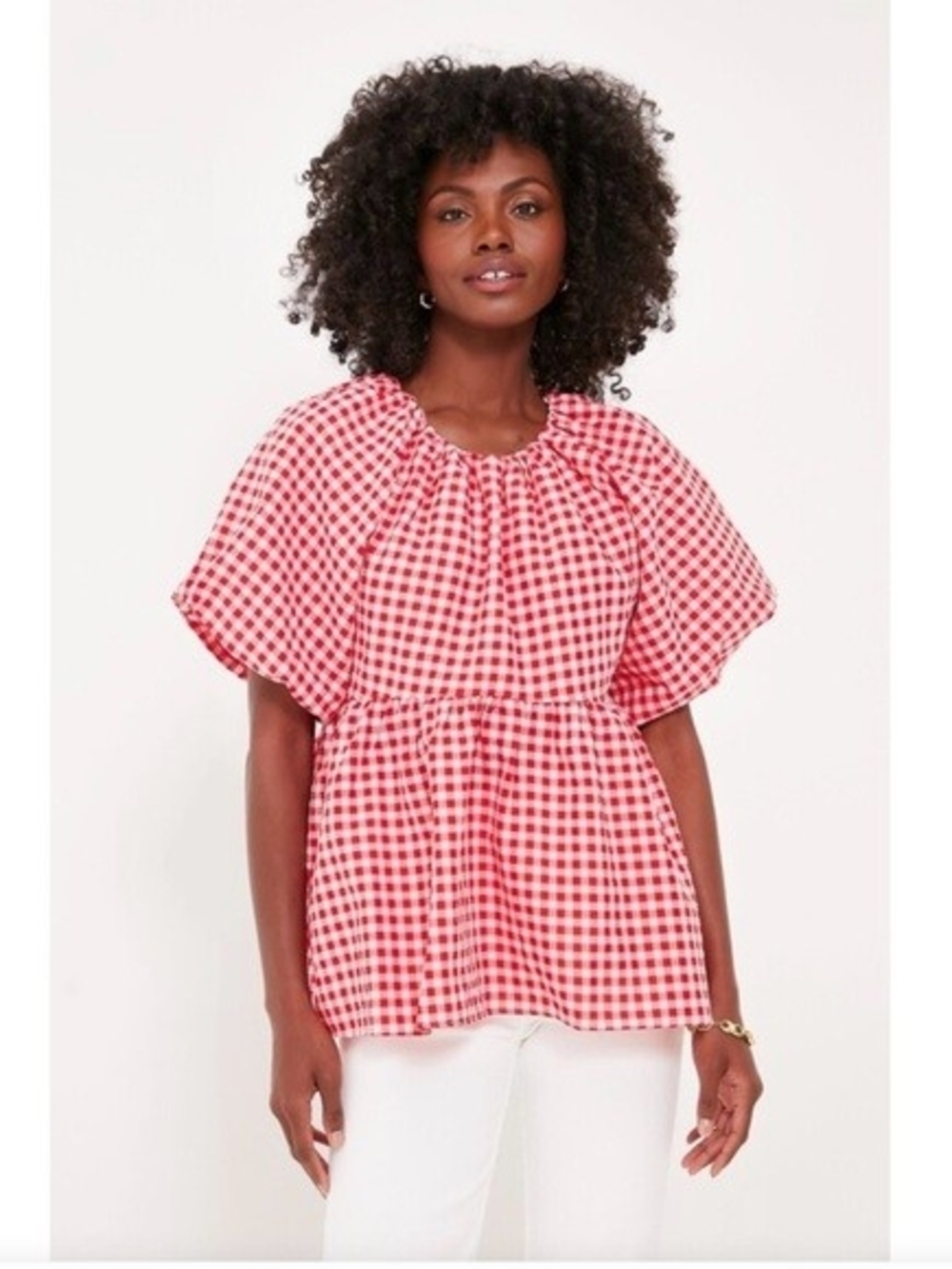 Tuckernuck Hyacinth House Red Gingham Peplum Top
